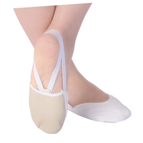 PEPLAYTAL Half Toe Ballettschuh aus Gestrickter Baumwolle mit Geteilter Ledersohle Elastischem und Stretch Canvas für Damen und Mädchen S Hautfarben für Tanz und Rhythmische Übungen von PEPLAYTAL