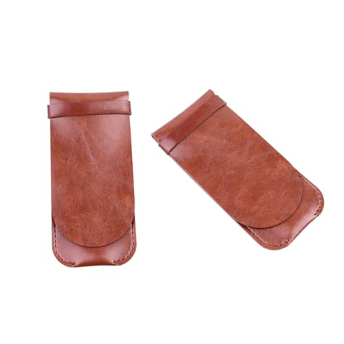PEPLAYTAL Handgefertigtes Leder Pen Case Vintage Stifte Etui Kaffee Pen Protective Sleeve Robuster Storage Bag für Schule Büro Zuhause von PEPLAYTAL
