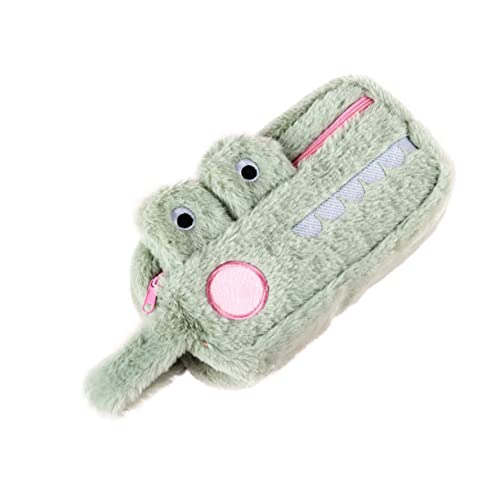 PEPLAYTAL Lustiges Federmäppchen in Krokodilform Großes Mäppchen aus Weichem Plüsch Stifteetui für Schüler Praktischer Stifthalter Niedliches Schreibwaren Organizer in Grün für Schule und von PEPLAYTAL