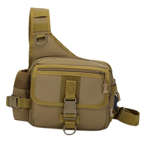 PEPLAYTAL Multifunktionale Outdoor Umhängetasche Herren Damen Leichte Verschleißfeste Schultertasche mit Großem Fassungsvermögen für Camping und Alltag Praktische Crossbody Bag in Wolfbraun von PEPLAYTAL