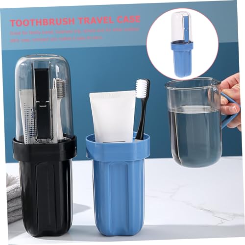 PEPLAYTAL Transparente Tragbare Zahnbürstendose aus Robustem Cop und PP Material Vielseitiger Reise Zahnbürstenhalter und Becher für Zahnpasta Kompakt Langlebig für Familie und Unterwegs von PEPLAYTAL