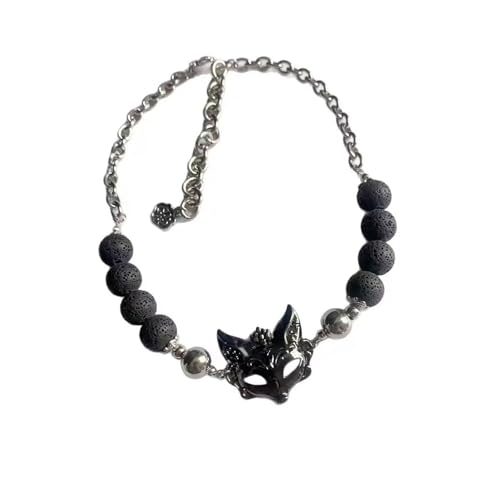 Elegante Lowrie Schlüsselbein-Halskette, dunkle Vulkanperlen, Gothic-Anhänger, Schmuck für Damen, lässig oder formell, Gothic-Stil Elegante Lowrie Schlüsselbein-Halskette, dunkle Vulkanperlen, Gothic-Anhänger, Schmuck für Damen, lässig oder formell, Gothic-Stil von PEPWE