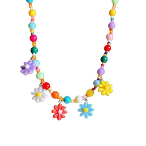 Handgefertigte Perlen-Halskette, Schlüsselbein-Kette, Blumen-Anhänger, Halskette, Acryl-Textur, multifunktionale Halskette zum Hinzufügen von Charme, Strandschmuck Handgefertigte Perlen-Halskette, Schlüsselbein-Kette, Blumen-Anhänger, Halskette, Acryl-Textur, multifunktionale Halskette zum Hinzufügen von Charme, Strandschmuck von PEPWE