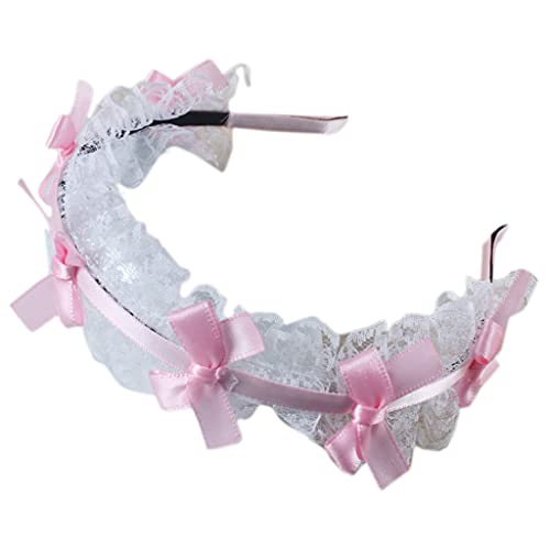 Mädchen Rüschen Spitze Stirnband mit Schleife Haarreifen wunderschöner süßer Kopfschmuck Anime Cosplay Zubehör Rüschen Spitze Stirnband Schleife von PEPWE