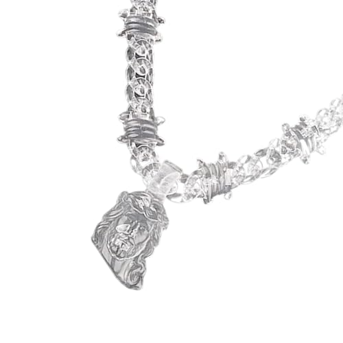 PEPWE Hiphop-Halskette mit Acryl-Anhänger, modischer Halsschmuck, Statement-Spikes-Kette, Schmuck geeignet für Männer und Frauen von PEPWE