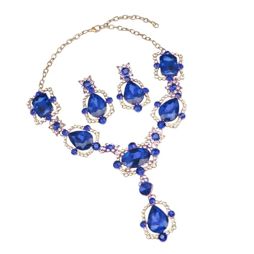 PEPWE Luxuriöses Kristallschmuck-Set, einzigartige Halskette und Ohrringe mit einzigartigen Retro-Stilen für Hochzeiten und Partys, luxuriöser Statement-Schmuck von PEPWE