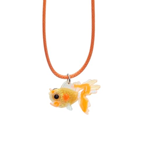 PEPWE Niedliche Halskette mit Anhänger, Kunstharz, Wachsseil, Halskette, modisches Choker-Halsband, Pullover-Kette, Statement-Schmuck, Geschenk, Fisch-Halskette PEPWE Niedliche Halskette mit Anhänger, Kunstharz, Wachsseil, Halskette, modisches Choker-Halsband, Pullover-Kette, Statement-Schmuck, Geschenk, Fisch-Halskette von PEPWE