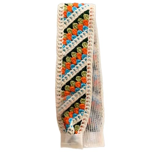 Strick-Haarband im Vintage-Stil, Blumenmuster, mit verstellbarem Verschluss, für Erwachsene für Sport und Partys von PEPWE