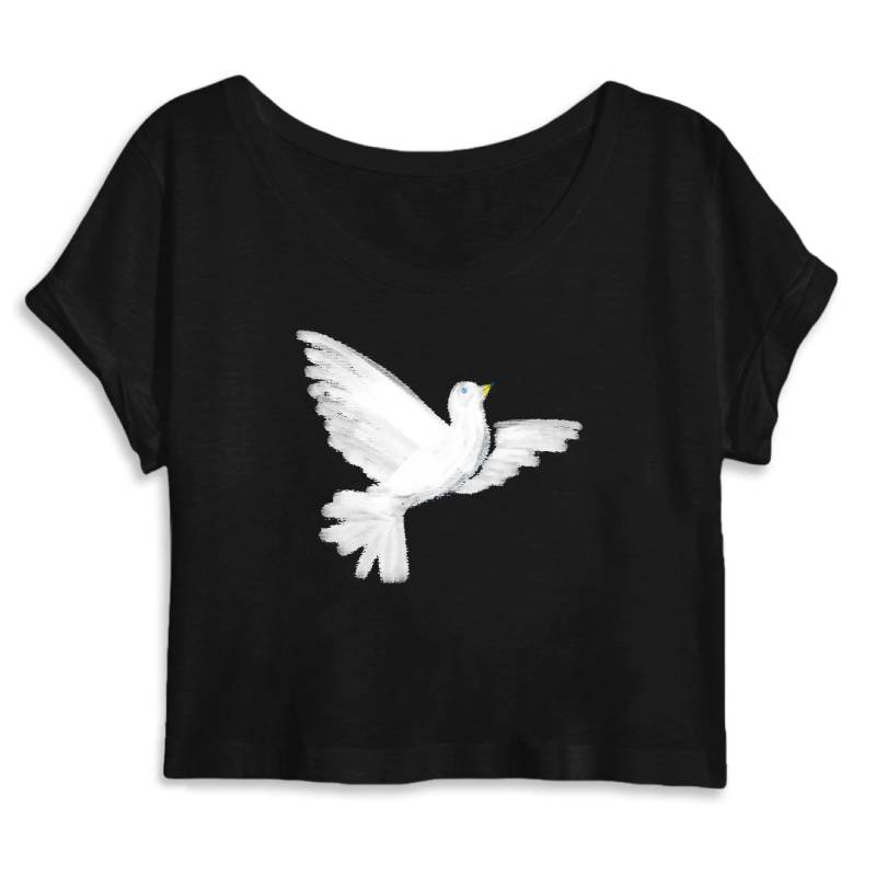 Taube-Frieden-Handarbeit-Illustration-Uasupport-Frauen Bio Crop Top Schwarz Oder Grau von PEPeTAcz