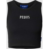 PEQUS Crop Top mit Label-Stitching in Black, Größe XS von PEQUS
