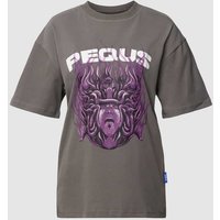 PEQUS T-Shirt mit Label- und Motiv-Print Modell 'Medusa' in Graphit, Größe L von PEQUS