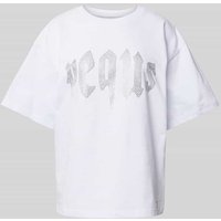 PEQUS T-Shirt mit Ziersteinbesatz Modell 'Rhinestone' in Weiss, Größe S von PEQUS