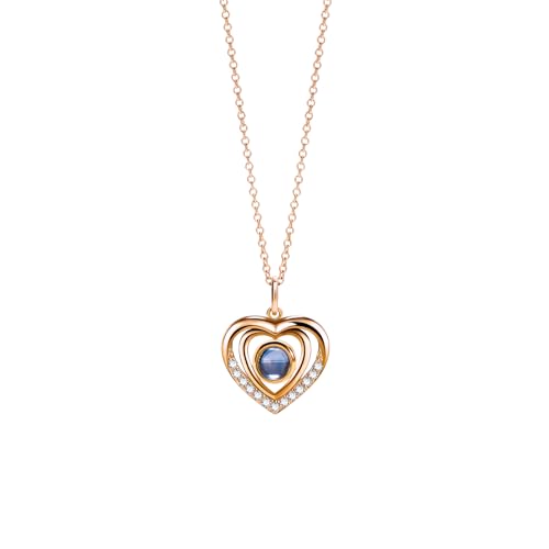 PERIMADE Bild-Halskette, personalisiertes Foto, Doppelherz-Anhänger, individueller Text und Liebe in 100 Sprachen, CZ, Gedenk-Charm-Halskette, 925er Sterlingsilber, personalisiertes PERIMADE Bild-Halskette, personalisiertes Foto, Doppelherz-Anhänger, individueller Text und Liebe in 100 Sprachen, CZ, Gedenk-Charm-Halskette, 925er Sterlingsilber, personalisiertes von PERIMADE