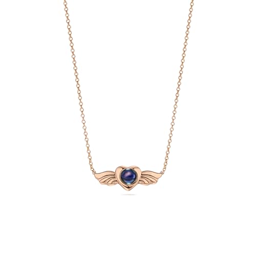 PERIMADE Foto-Projektions-Halskette, personalisiertes Bild, Gedenk-Herz-Anhänger, individueller Text und Liebe in 100 Sprachen, Erinnerungsanhänger, Halskette, 925er-Sterlingsilber, Geburtstagsschmuck von PERIMADE