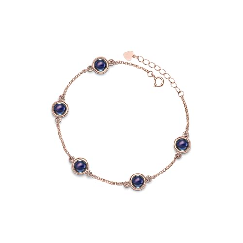 PERIMADE Individuelles Bildprojektions-Armband, personalisierter Foto-Gedenkschmuck, 925er Sterlingsilber, individueller Text und Liebe in 100 Sprachen, Fünf-Kreis-Glieder-Memory-Armband für Frauen von PERIMADE