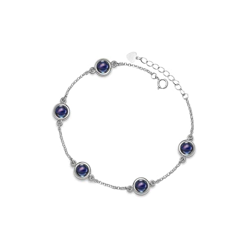 PERIMADE Individuelles Bildprojektions-Armband, personalisierter Foto-Gedenkschmuck, 925er Sterlingsilber, individueller Text und Liebe in 100 Sprachen, Fünf-Kreis-Glieder-Memory-Armband für Frauen von PERIMADE