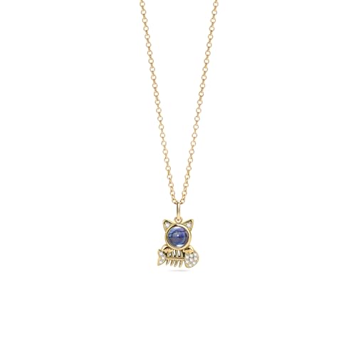 PERIMADE Personalisierte Bildprojektions-Halskette, individuelles Foto, Gedenkkatzen-Charm-Halskette für Frauen, individueller Text und Liebe in 100 Sprachen, Fischgräten-Anhänger, zierlicher von PERIMADE