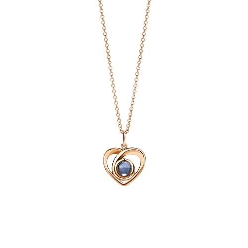 PERIMADE Personalisierte Foto-Halskette, individueller Bildprojektionsanhänger für Frauen, individueller Text und Liebe in 100 Sprachen, Herz-Charm-Halskette, Sterlingsilber, Mutter, Frau, Tochter von PERIMADE