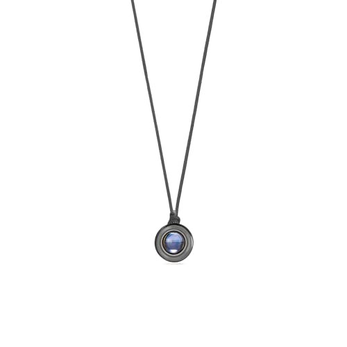 PERIMADE Personalisierte Foto-Projektions-Halskette, personalisiertes Bild, Gedenkkreis, Charm-Anhänger mit Text und Liebe in 100 Sprachen innen, individuelle schwarze Kordel-Halskette, zierlicher von PERIMADE