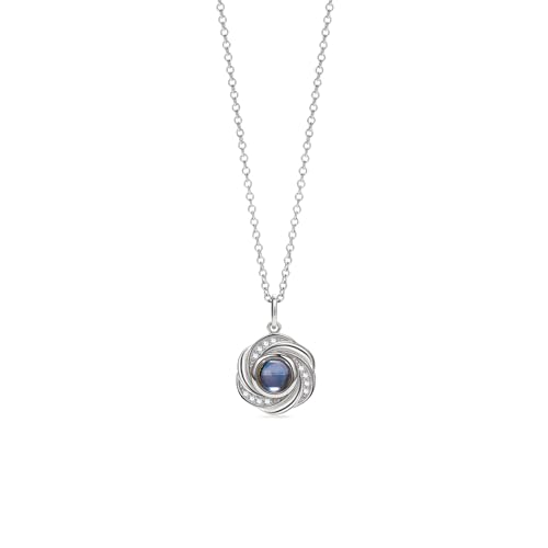 PERIMADE Personalisierte Foto-Projektions-Halskette mit Bild im Inneren, individueller Text und Liebe in 100 Sprachen, Gedenk-Anhänger, personalisierter CZ-Rosen-Charm-Halskette von PERIMADE