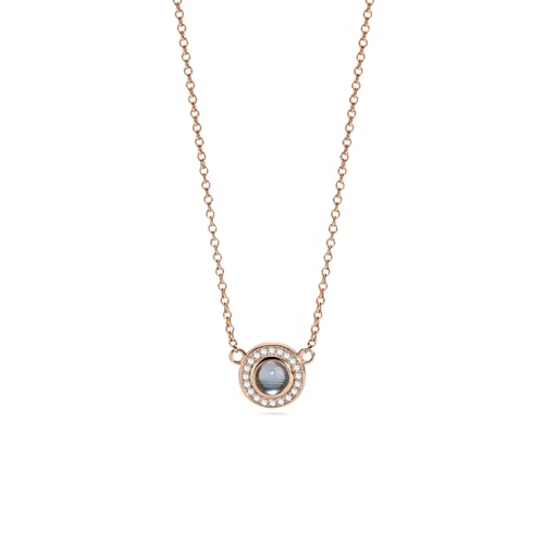 PERIMADE Personalisierte Halo-Foto-Projektions-Halskette mit Bild im Inneren, individueller Text und Liebe in 100 Sprachen, CZ-Charm-Anhänger, personalisierbarer 925er Sterlingsilber, Gedenkschmuck von PERIMADE