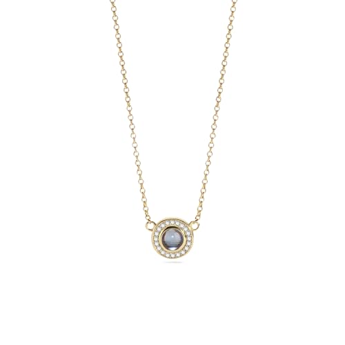 PERIMADE Personalisierte Halo-Foto-Projektions-Halskette mit Bild im Inneren, individueller Text und Liebe in 100 Sprachen, CZ-Charm-Anhänger, personalisierbarer 925er Sterlingsilber, Gedenkschmuck von PERIMADE
