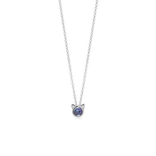 PERIMADE Personalisierte Halskette mit Katzenbild-Projektion, personalisierter Gedenkfoto-Anhänger – individueller Text und Liebe in 100 Sprachen, CZ Kitty Memory Charm Halskette von PERIMADE