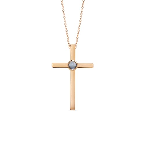 PERIMADE Personalisierte Halskette mit Kreuzbild-Projektion, individueller Gedenkfoto-Anhänger mit Text und Liebe in 100 Sprachen im Inneren, personalisiertes Sterlingsilber-Geschenk zum Geburtstag von PERIMADE