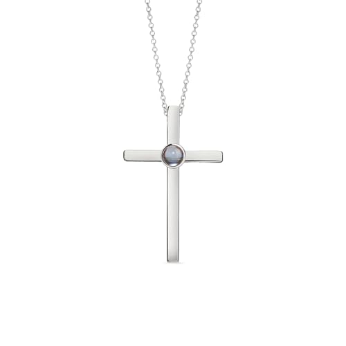 PERIMADE Personalisierte Halskette mit Kreuzbild-Projektion, individueller Gedenkfoto-Anhänger mit Text und Liebe in 100 Sprachen im Inneren, personalisiertes Sterlingsilber-Geschenk zum Geburtstag von PERIMADE