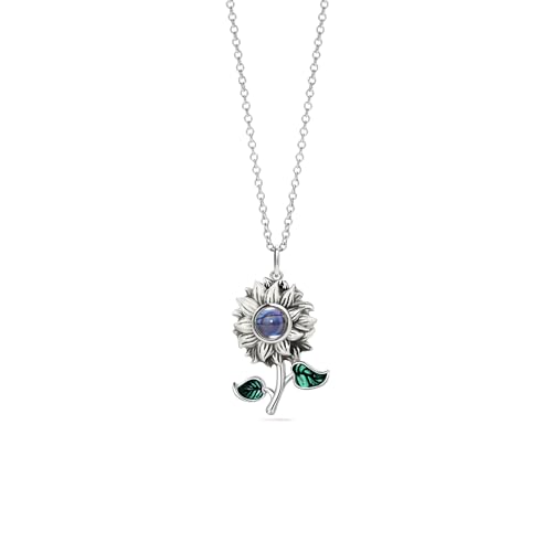 PERIMADE Personalisierte Sonnenblumen-Halskette, individueller Foto-Gedenkprojektionsanhänger, individueller Text und Liebe in 100 Sprachen, Memory-Charm-Halskette, zierlicher 925er-Sterling-Schmuck PERIMADE Personalisierte Sonnenblumen-Halskette, individueller Foto-Gedenkprojektionsanhänger, individueller Text und Liebe in 100 Sprachen, Memory-Charm-Halskette, zierlicher 925er-Sterling-Schmuck von PERIMADE