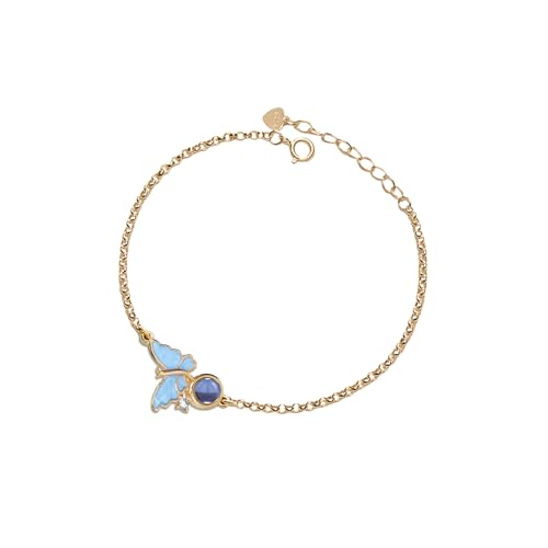 PERIMADE Personalisiertes Bildprojektions-Armband für Frauen, individuelles Foto-Gedenk-Charm-Armband, individueller Text und Liebe in 100 Sprachen, blauer Schmetterling, Memory-Armband, Mutter, beste von PERIMADE