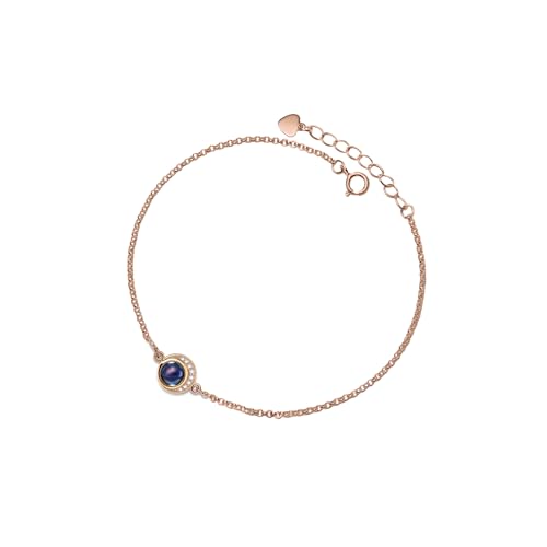 PERIMADE Personalisiertes Bildprojektions-Armband mit Foto innen, individueller Text und Liebe in 100 Sprachen, Gedenkmond-Charm-Armband, personalisiertes 925er-Sterlingsilber, Freundschaftsschmuck von PERIMADE
