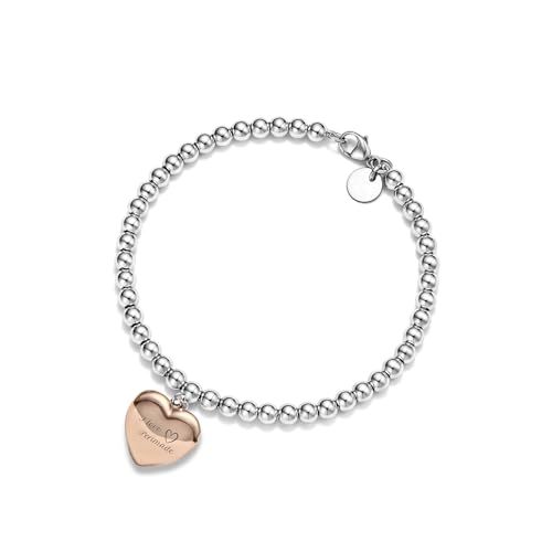 PERIMADE Personalisiertes Foto-Medaillon-Armband mit Bild im Inneren, personalisierte Textnachricht, Herz-Anhänger, Kugel-Strang-Armband, das Bild hält, personalisiertes Sterlingsilber-Gedenkgeschenk von PERIMADE