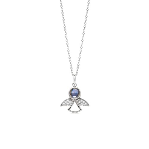 PERIMADE Vergoldete personalisierte Foto-Halskette mit Bild im Inneren, individueller Text und Liebe in 100 Sprachen, Engelsflügel-Projektionsanhänger, personalisiertes Sterlingsilber, Gedenkgeschenk von PERIMADE