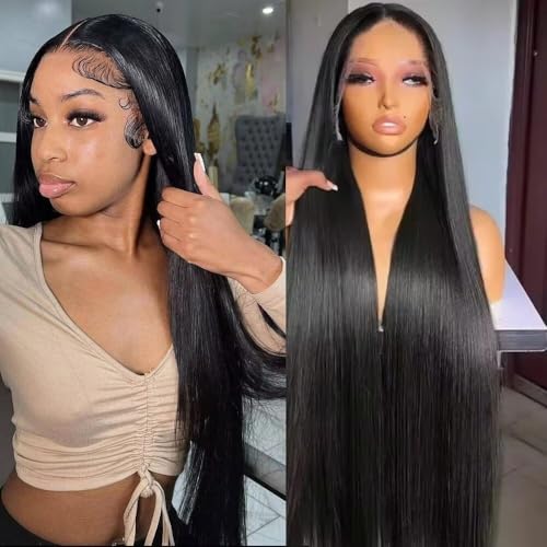 PERISMODA Gerade gewellte Echthaar-Perücke, 12 A, 13 x 6, 13 x 6, Echthaar-Perücke, 13 x 6, HD-Front-Perücke für Frauen, 180 Dichte von PERISMODA