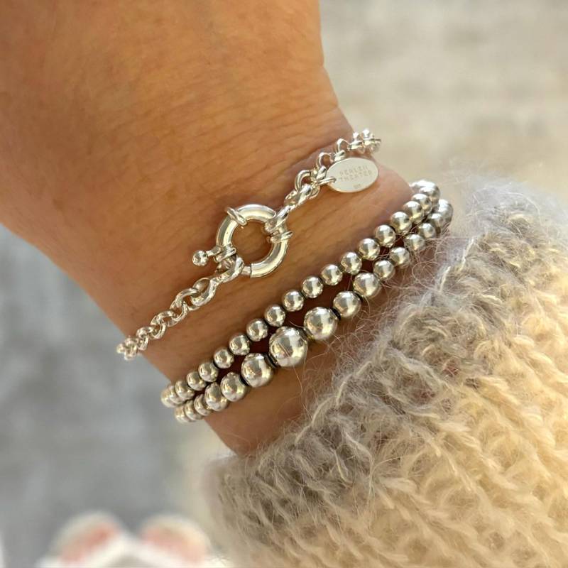 Armband 925 Silber Mit Großem Federring - Edles Erbsketten-Design Zeitloses Schmuckstück, Handgefertigt, Ein Perfektes Geschenk Für Frauen Armband 925 Silber Mit Großem Federring - Edles Erbsketten-Design Zeitloses Schmuckstück, Handgefertigt, Ein Perfektes Geschenk Für Frauen von PERLENTHEATERde