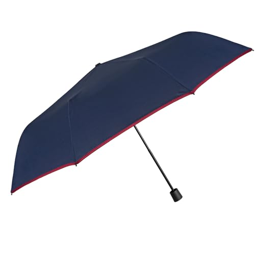 Nadelstreifen Regenschirm Herren mit Manueller Öffnung - Schwarzer Taschenschirm Sturmfest Kompakt Windsicher - Herrenschirm Schirm Jungen mit Streifen - Durchmesser 97 cm - Perletti (Blau) von PERLETTI
