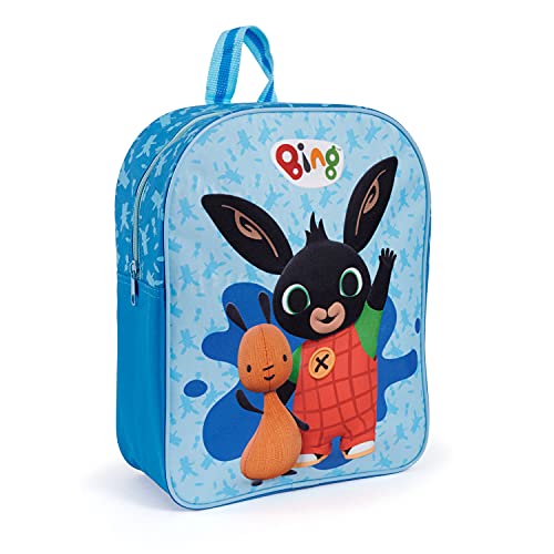 PERLETTI Bing Kindergarten Rucksack für Kleine Mädchen Jungen - Blauer Kinderrucksack Kleinkind mit Schwarzem Kaninchen und Flop Karotte - Backpack Kindertasche Kinder Outdoor Vorschule - 30x24x10 cm von PERLETTI