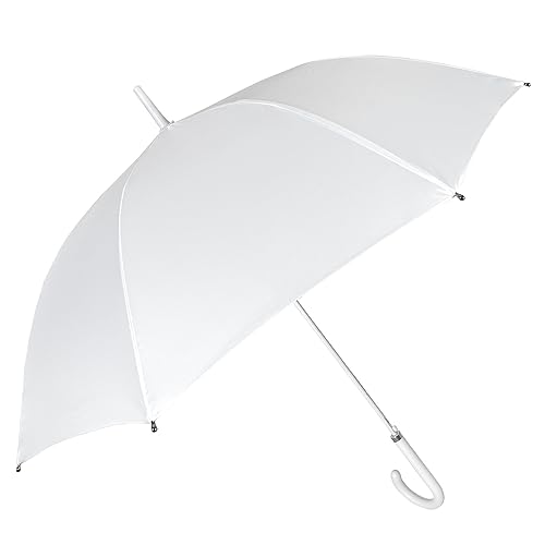 PERLETTI Brautschirm Regenschirm Sonnenschirm Damen Frauen - Weißer Stockschirm Elegant für die Hochzeit - Braut Schirm für Festliche Anlässe bei Regen und Sonne - Durchmesser 102 cm (Weiß) von PERLETTI