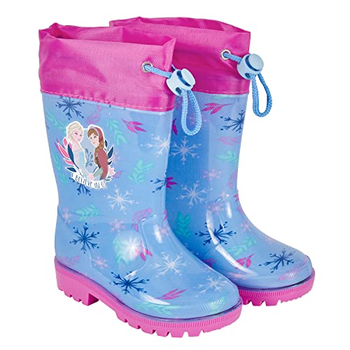 PERLETTI Disney die Eiskönigin II Regenstiefel Elsa Anna - Schneeflocke Frozen 2 Regen Stiefeletten für Kleine Mädchen - Wasserdichte Stiefel mit Rutschfeste Sohle und Kordelzug (22/23 EU, Blau) von PERLETTI