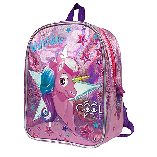 PERLETTI Einhorn Kinderrucksack Reflektierend mit Pink Glitzer - Kleinkind 2/5 Jahre Schultasche Glitter Kindergarten Vorschule mit Reflektor - Kinder Schulkind Rosa Ranzen für Mädchen - 31x23x8 cm von PERLETTI