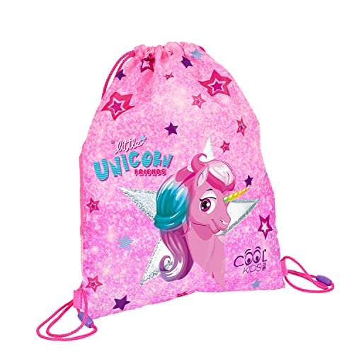 PERLETTI Einhorn Meerjungfrau Turnbeutel für Kinder - Schuhe Sportbeutel Rosa Silber für Kleine Mädchen - Schuhbeutel Sportsack für Kindergarten Grundschule Sport Reisen - 39x31 cm (Einhorn) von PERLETTI