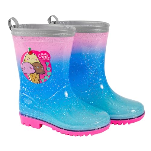 PERLETTI Eiscreme Regen Stiefel Rosa für Kleine Mädchen - Hellblau Gummistiefel Kleinkind Kindergarten 3 4 5 6 Jahre mit Ice Cream - Kinder Regenstiefel Stiefeletten Reflektierend (Eis, 22/23 EU) von PERLETTI