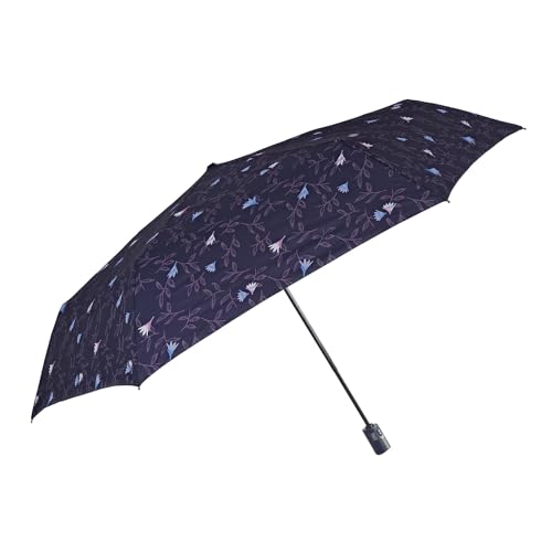 PERLETTI Farbige Regenschirm Damen Ultra Leicht mit Auf Zu Automatik - Kleiner Taschenschirm Frauen Mädchen Handtasche - Mini Regen Schirm Kompakt Sturmsicher Sturmfest (Extra flach mit Blumen) von PERLETTI