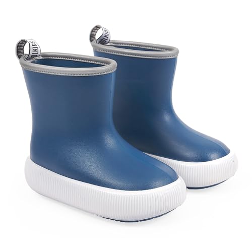 PERLETTI Gummistiefel Blau für Kinder 3 4 5 6 Jahre - Reflektierende Regenstiefel mit Dicker Weißer Sohle für Kindergarten Jungen Mädchen - Kinderstiefel Stiefeletten Kleinkind (Blau, 28/29 EU) von PERLETTI