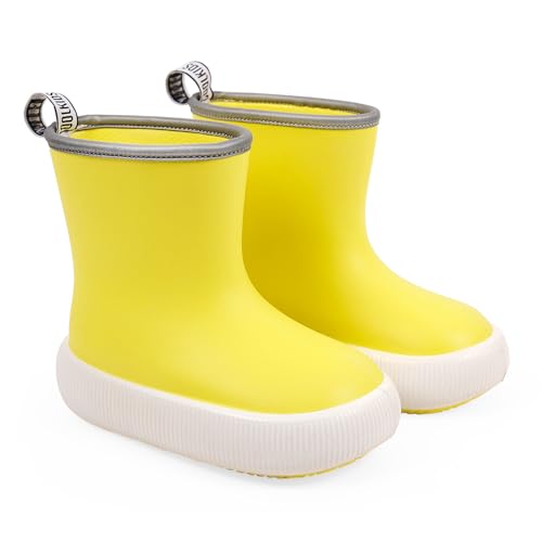 PERLETTI Gummistiefel für Kinder 3 4 5 6 Jahre - Gelb Reflektierende Regenstiefel mit Dicker Weißer Sohle für Kindergarten Jungen Mädchen - Kinderstiefel Stiefeletten Kleinkind (Gelb, 28/29 EU) von PERLETTI
