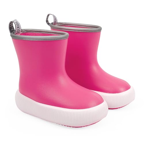 PERLETTI Gummistiefel für Kinder 3 4 5 6 Jahre - Pink Reflektierende Regenstiefel mit Dicker Weißer Sohle für Kindergarten Jungen Mädchen - Kinderstiefel Stiefeletten Kleinkind (Rosa, 30/31 EU) von PERLETTI