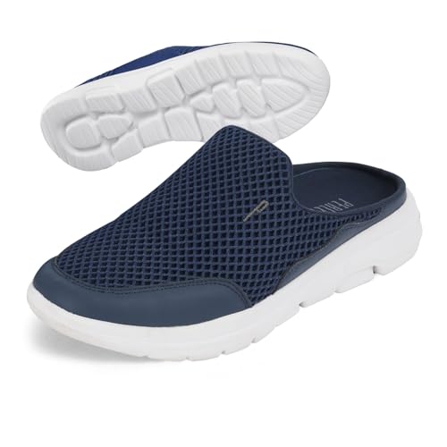 PERLETTI Herren Clogs Sneakers Leicht Atmungsaktiv - Blaue Slip On Pantoletten Sandalen Sabots - Freizeitschuhe Hausschuhe Schuhe Pantoffeln Slipper Bequem Rutschfest Weich (Blau, 44 EU) von PERLETTI