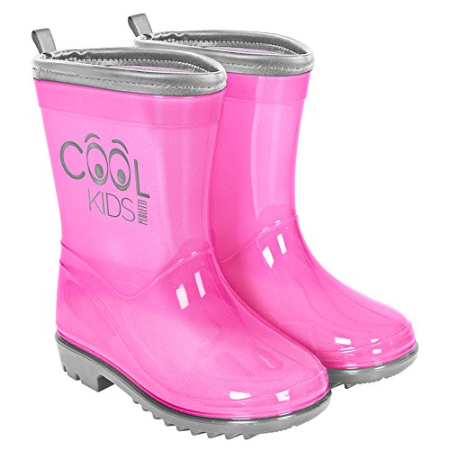 PERLETTI Rosa Gummistiefel für Kleine Mädchen - Pink Regen Stiefel Kleinkind Kindergarten 3 4 5 6 Jahre - Kinderstiefel Stiefeletten Reflektierend für Kinder Maedchen (Pink, numeric_28) von PERLETTI