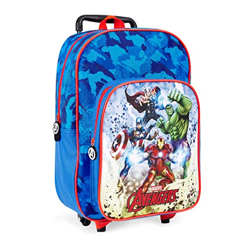 PERLETTI Marvel Avengers Kinder Rucksack mit Rollen - Superhelden Trolley Kindergartenrucksack mit Rädern für Jungen 3 4 5 6 Jahre - Thor Captain America Iron Man Hulk Schultasch - 36x25x12 cm von PERLETTI